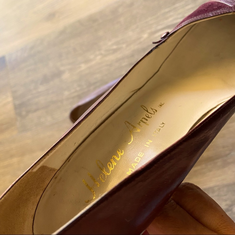 Vintage Burgundy Wine Suede Leather High Heel Pumps - Picture 10 of 14